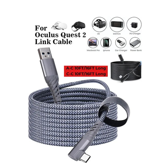 3M 5M Link Cable for Oculus Quest 2 USB 3.1 Gen 1 Data Transfer Quick Charge for Pico 4 Neo 3 Accessories VR Type C Cord